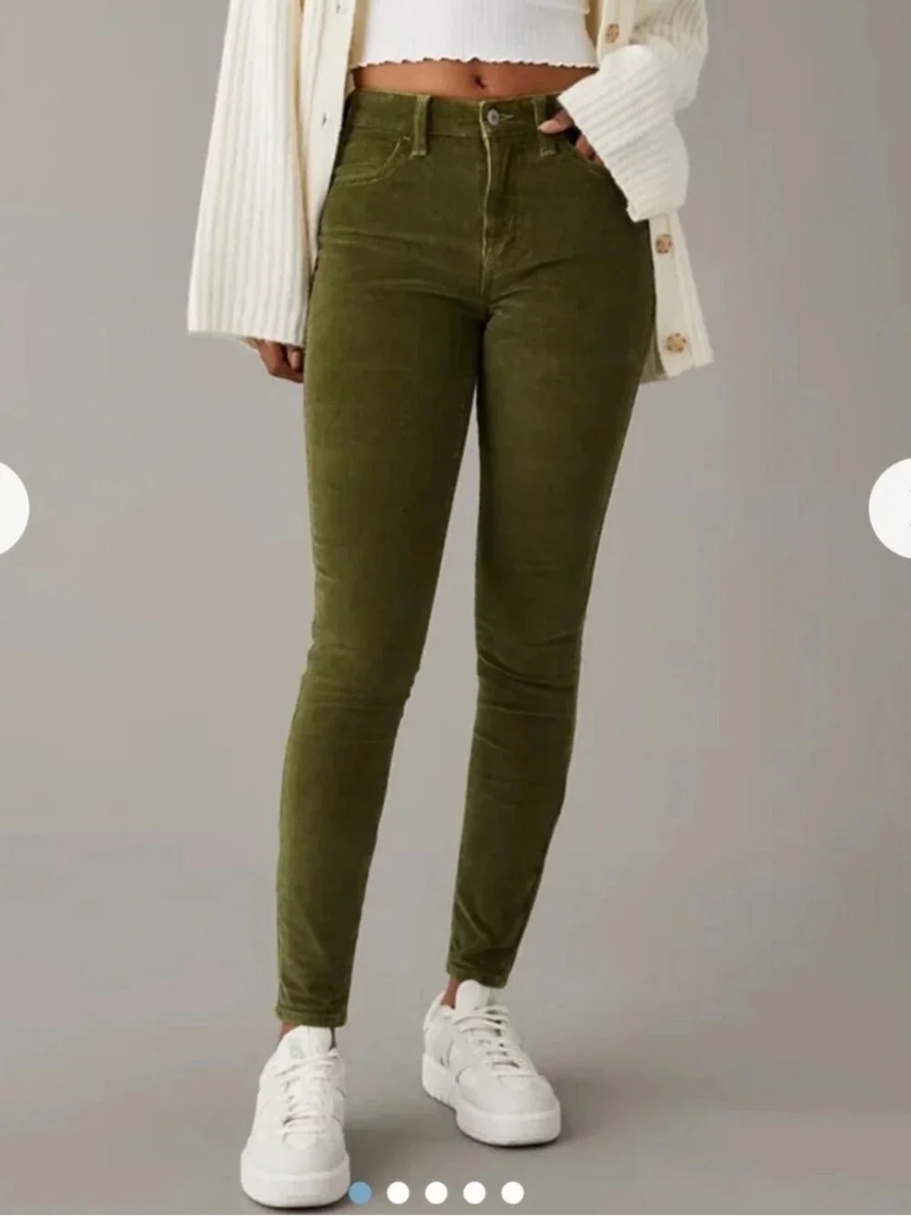 NWT American Eagle Olive Green High Rise Corduroy Jegging Size 12 Long 31W - Picture 1 of 8